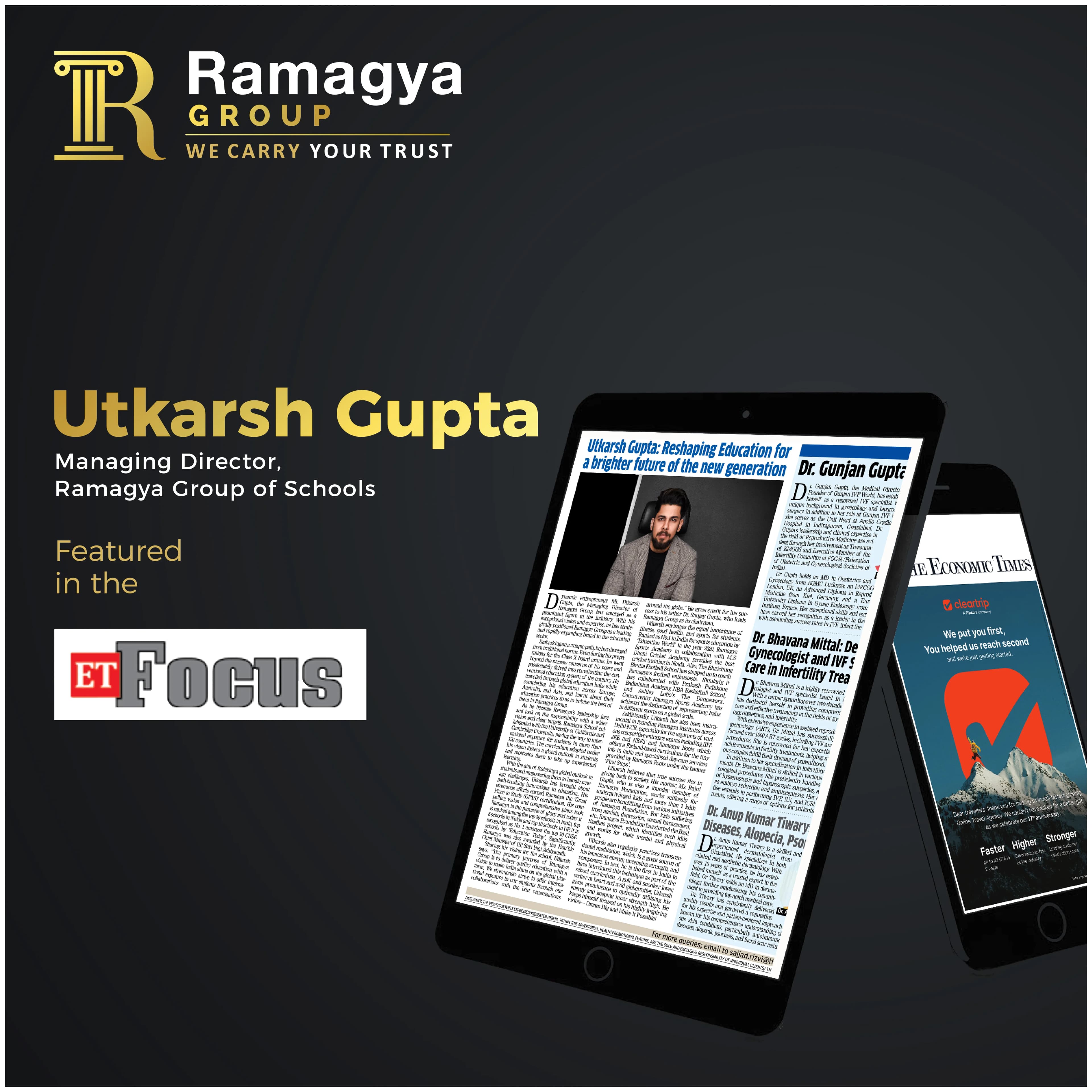 Congratulations MD Utkarsh Gupta for getting featured in The Economic Times...